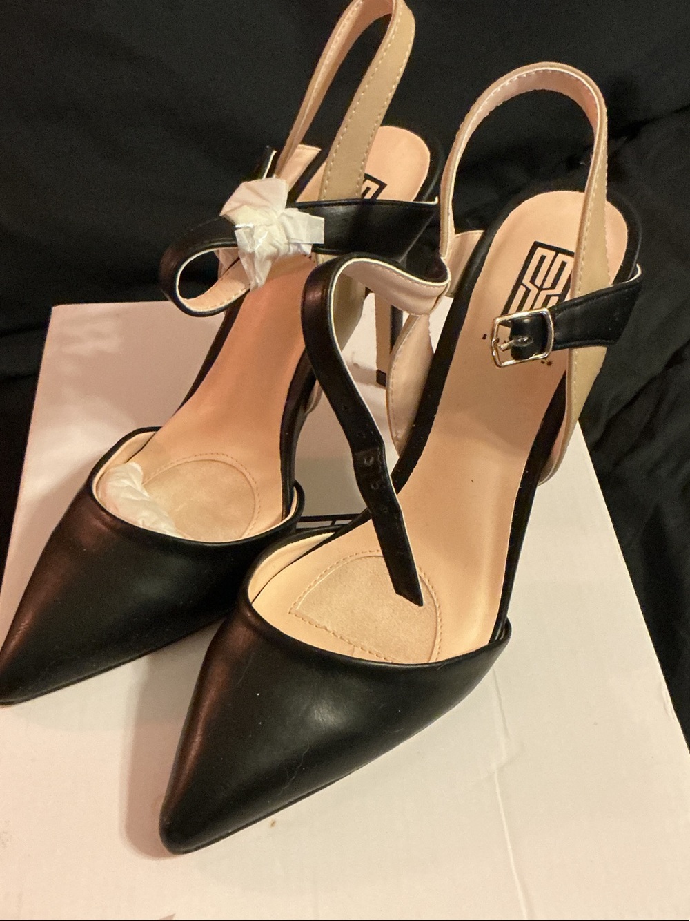 Signature Black Pointed Slingback Heels